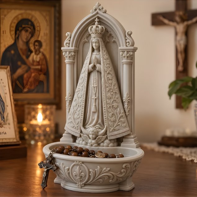 Tempat Rosario Bunda Maria - Tray Rosario Patung Maria Dekorasi Meja Ruang Doa Katolik