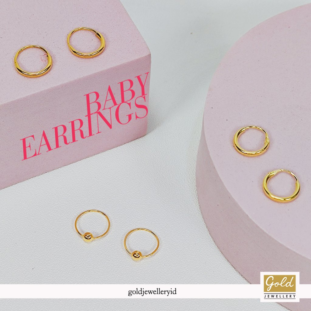 Anting bayi anak emas kuning 700 16k - baby earrings