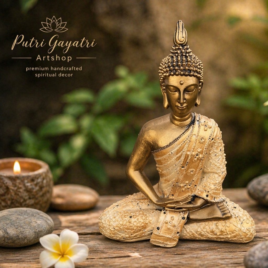 Patung Buddha Duduk Emas Estetik Rupang Patung Buddha Emas Thailand Patung Buddha Emas