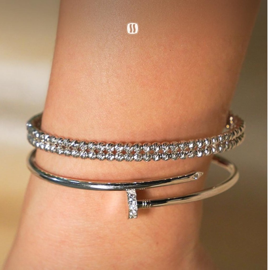 Gelang Boba Merica Gelang Paku Bangle Emas Warna Putih Fashion