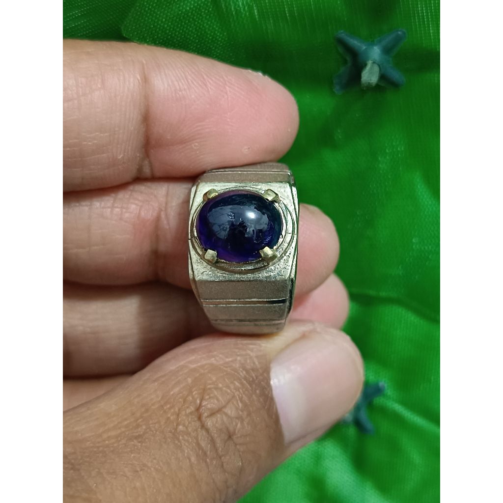 cincin cowok batu blue safir asli natural