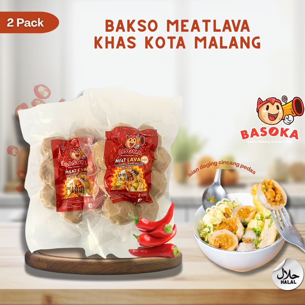 Baso daging frozen isian Meatlava Khas malang 2 pack plus bumbu kuah uleg