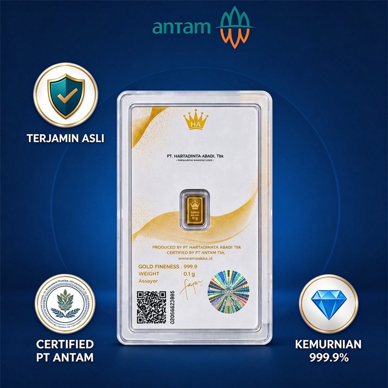 Emas ANTAM 0.1 0.25 Gram 24K Original Kemurnian 99.9% Bersertifikat Resmi Cocok untuk Koleksi dan In