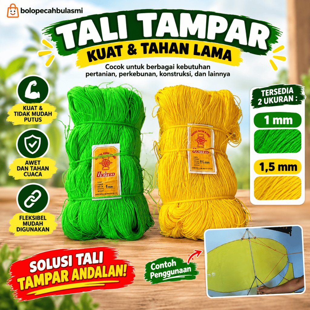 (Panjang -/+ 100 meter) / Tali Tambang Tampar 1 mm dan 1,5 mm / Tali Layang-layang / Tali Tukang Ban