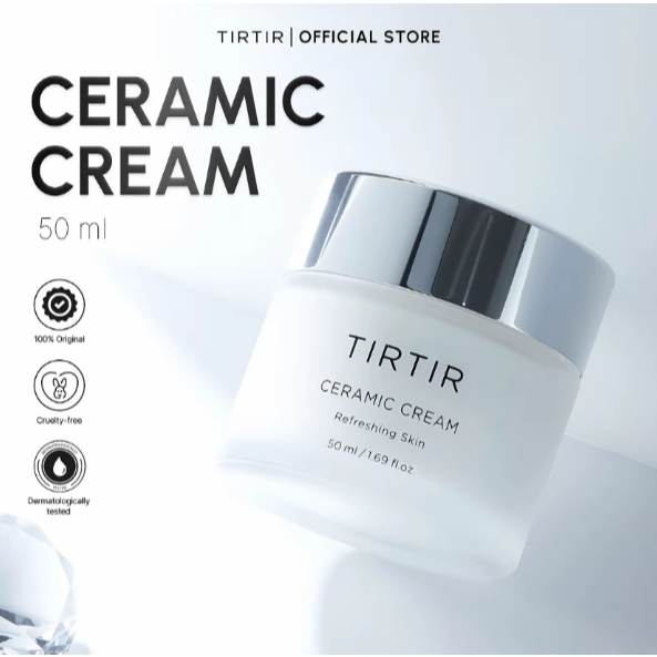 TIRTIR Ceramic Cream 50ml Moisturizer Wajah, Ceramide Skin Barrier, Hydrating Face Cream, Korean Ski