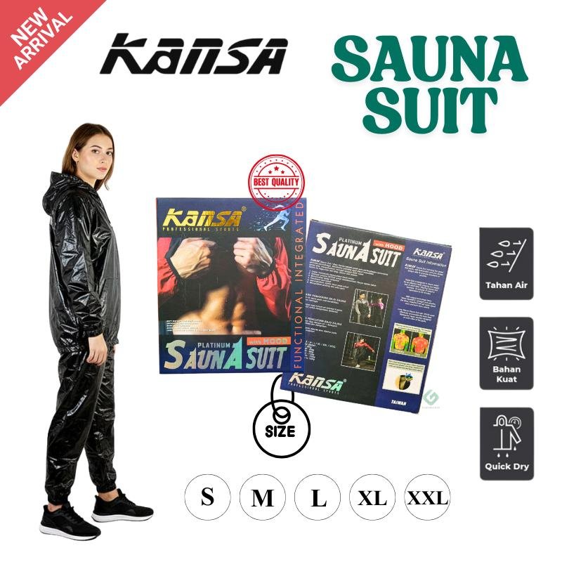 Jaket Sauna Suit Kansa Quick Dry Sauna Olahraga Jogging Pembakar Lemak