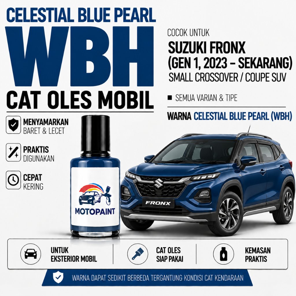 Motopaint Celestial Blue WBH Cat Oles Penghilang Baret Suzuki Fronx Warna Biru Mutiara Touch Up Pain