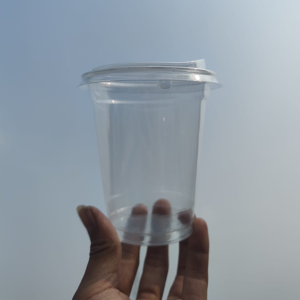 cup PET 12oz + lid custom logo kamu/ sablon cup PET 12oz+tutup