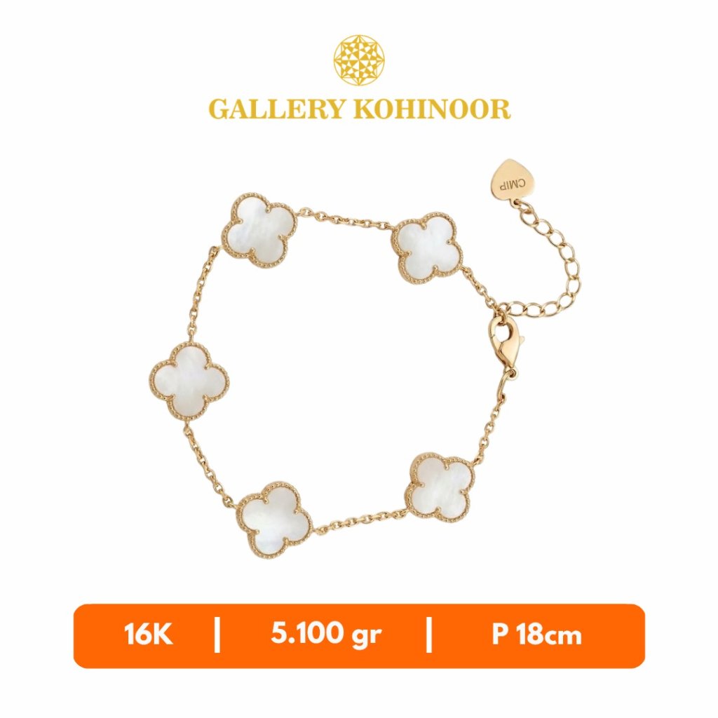 GELANG EMAS KLOVER PUTIH GRADASI PINK GALLERY KOHINOOR 5.08-5.1 gram 16K 50353 50357