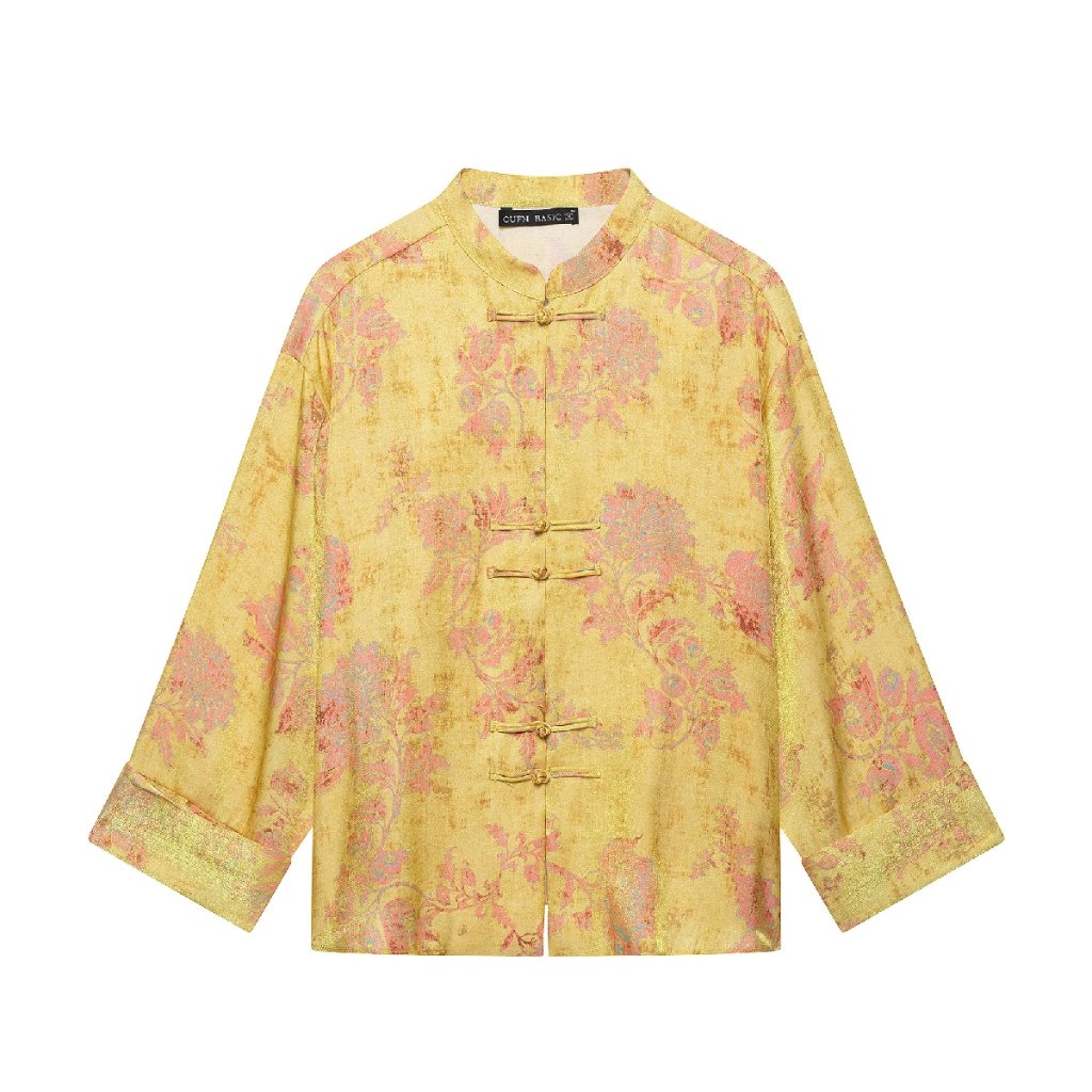 Blouse cheongsam kuning floral/ yellow floral cheongsam blouse