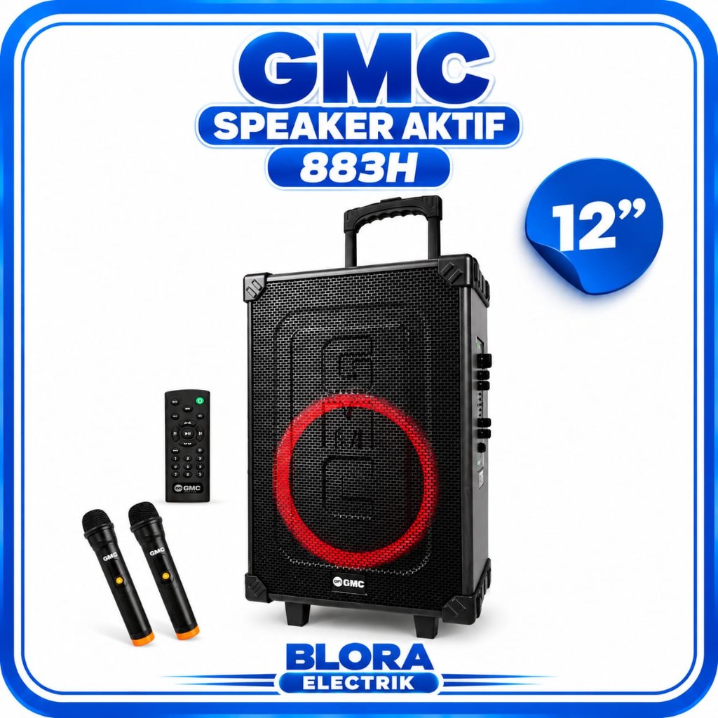 SPEAKER GMC 883H SPEAKER BLUETOOTH FULL BASS 12 INCH FREE MIC 2 WEARLESS
