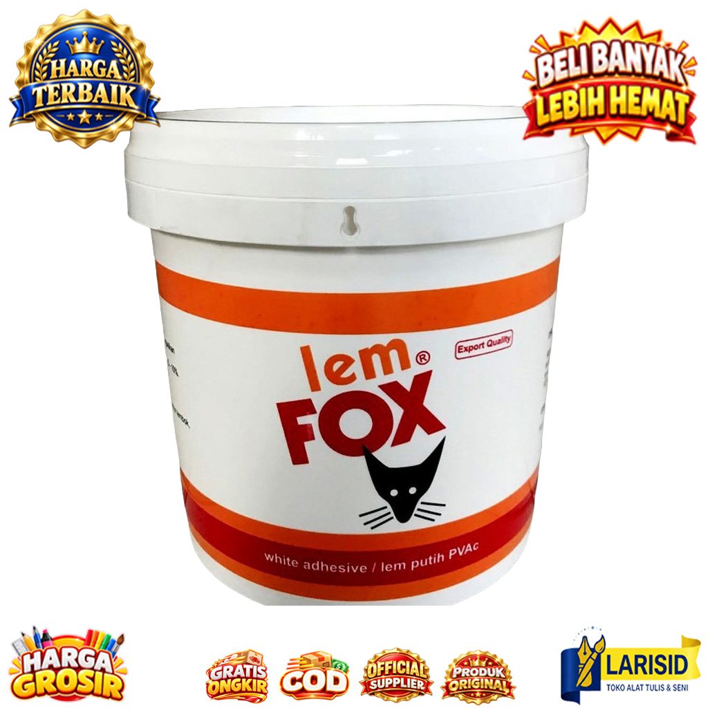 Lem Fox Putih PVac 10KG | Lem Fox PVAC Ember 10 Kg | Lem Kayu | Lem Plamur Tembok