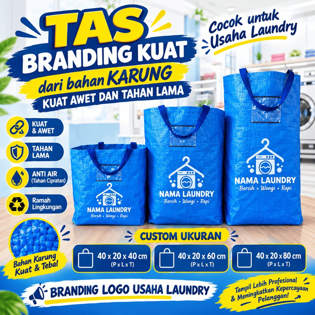 TAS LAUNDRY KARUNG TAS KARUNG BIRU custom nama laundry