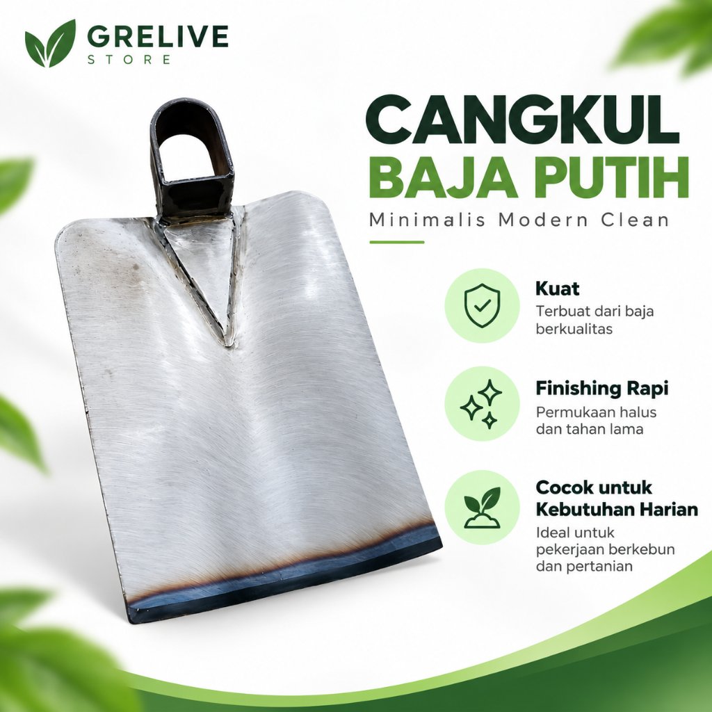 Cangkul Bahan Baja Putih Finishing Halus - Cangkul Pacul Baja Putih Anti Lengket - Cangkul Pacul