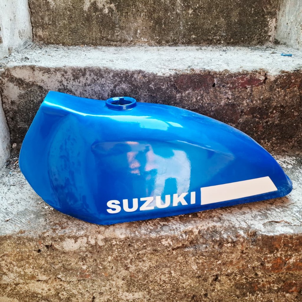 Tangki TS 100 Cat warna Biru Motor Custom Klasik Suzuki TS100