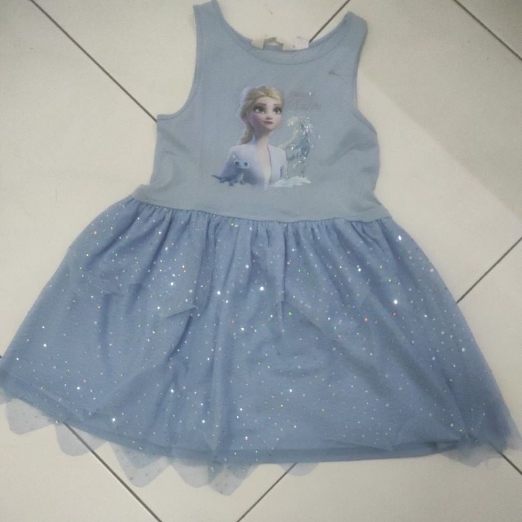 Dress Frozen Elsa Anak Perempuan Cotton Combed preloved