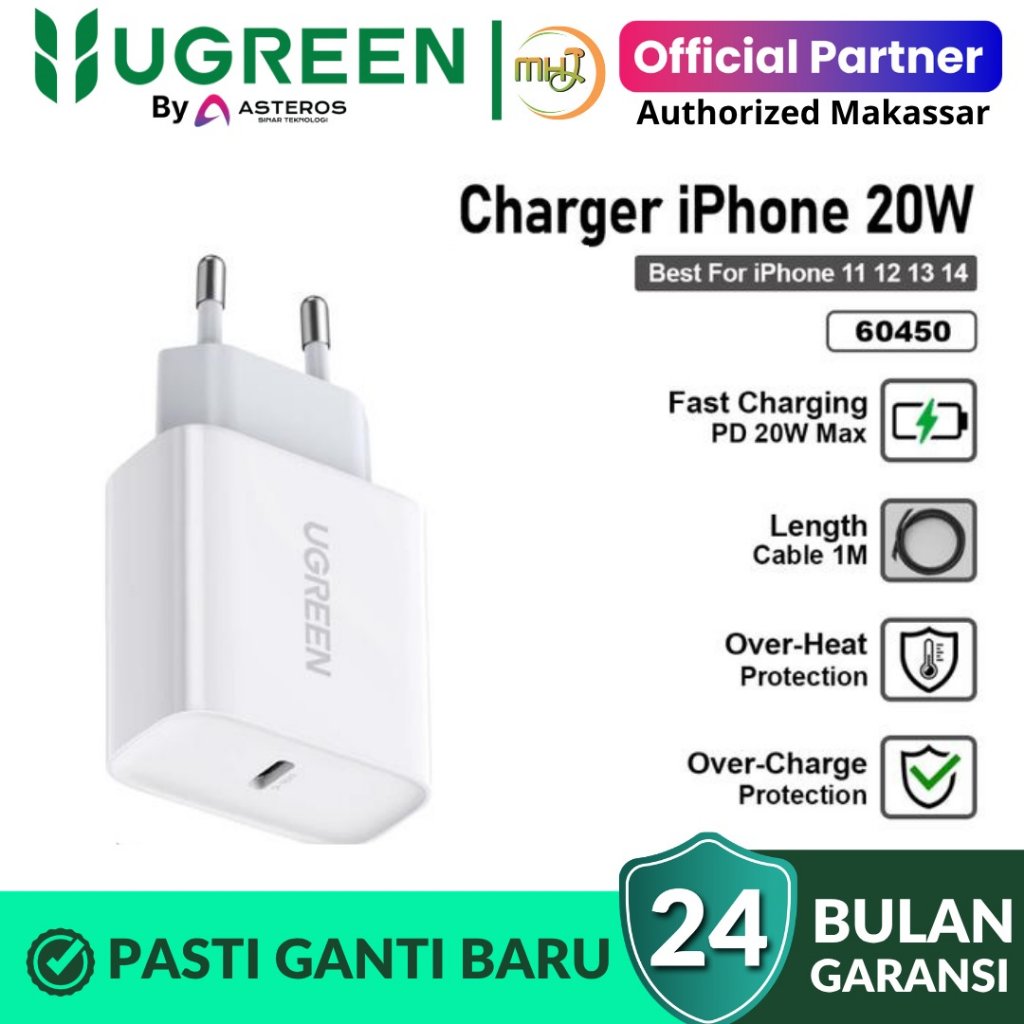 UGREEN Kepala Charger iPhone Fast Charging 20w