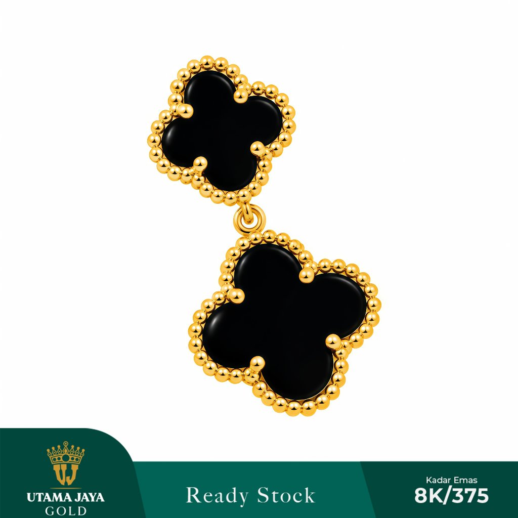 Liontin emas model 2 bunga hitam 375 / 8k