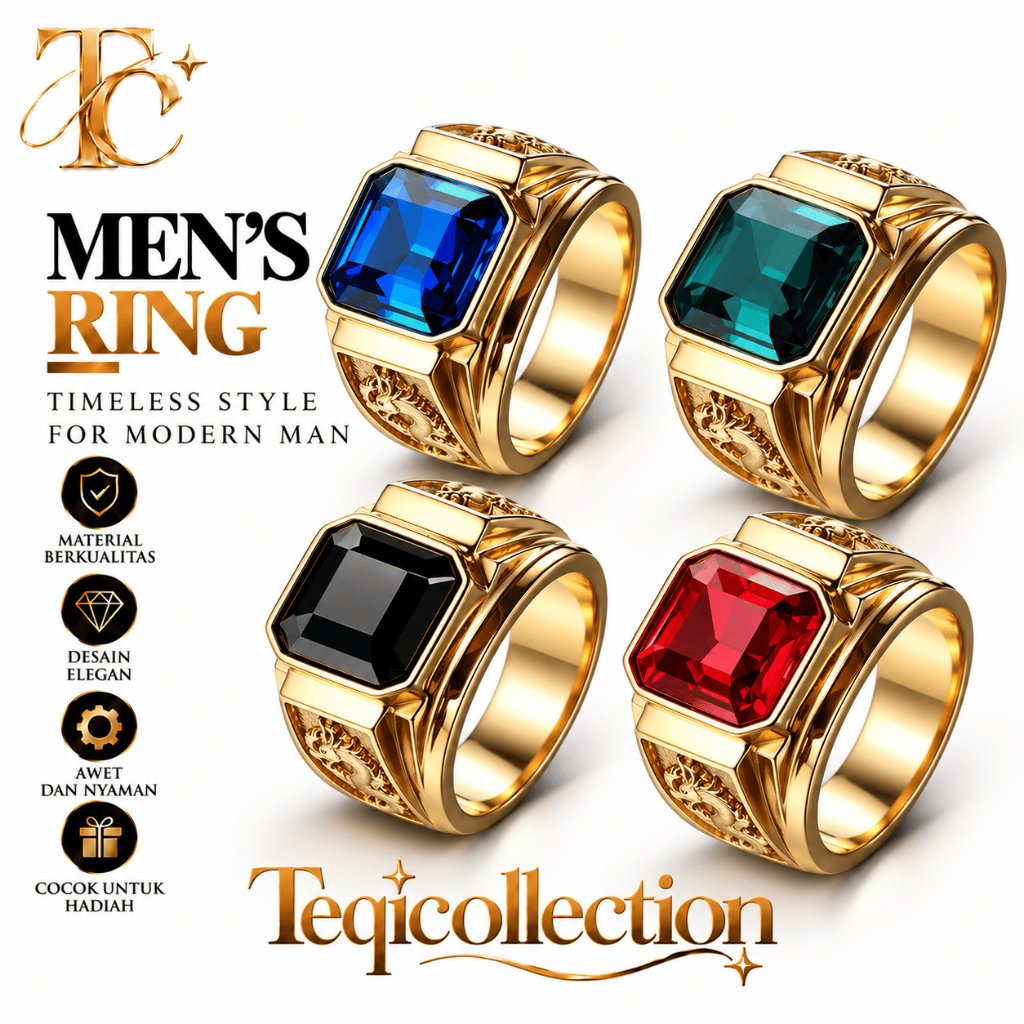Cincin Zircon Hitam Gold Naga Mewah Pria Elegan