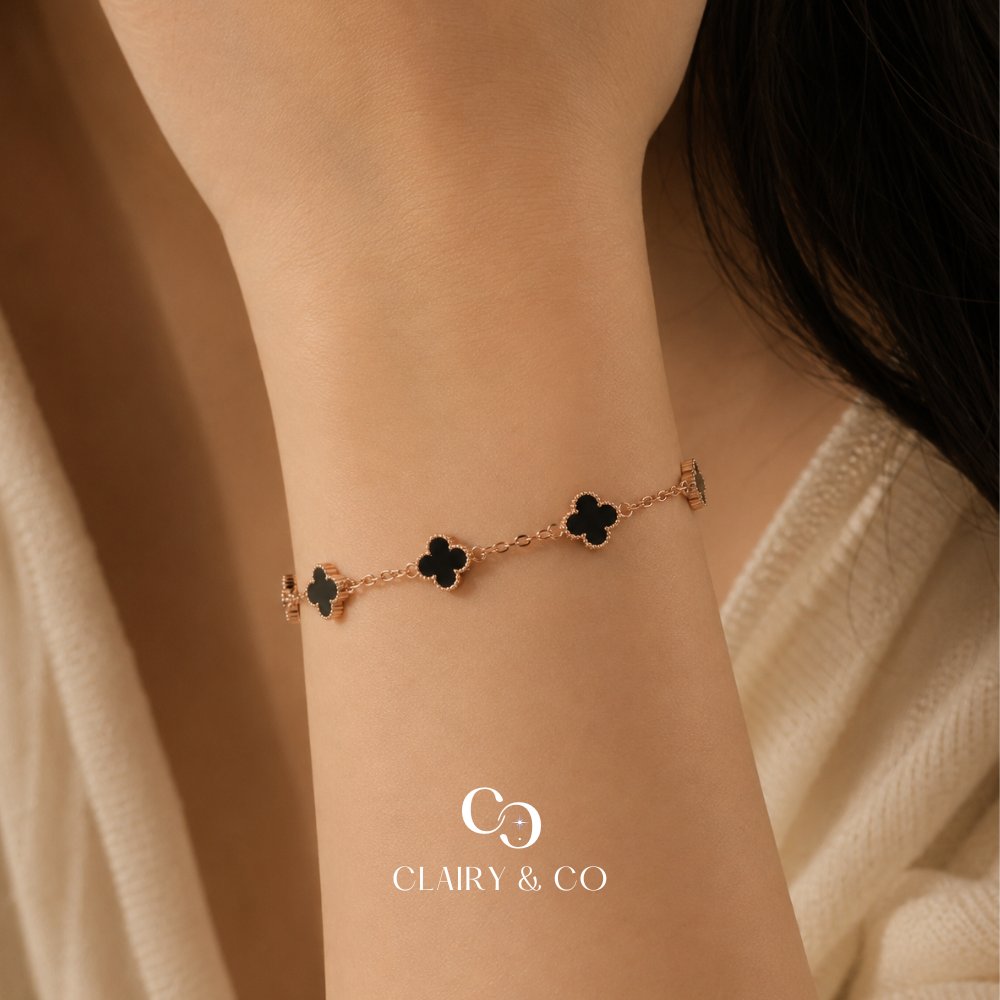 Carmen Gelang 5 Clover 18K Gold Plated Clairy and Co Titanium Anti Karat Van Cleef Arpels