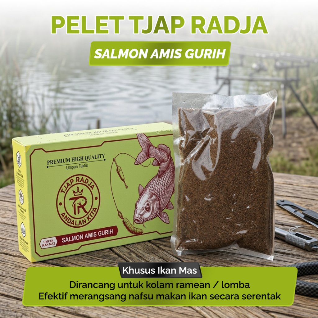 Umpan Ikan Mas Tjap Radja Salmon Amis Gurih Pelet Lomba Harian
