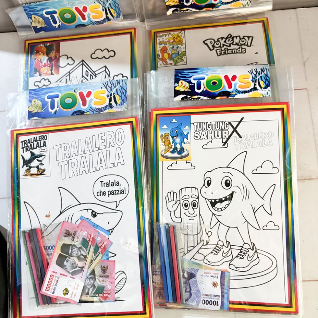 Mainan Mewarnai Kertas Sachet Hadiah Uang Mainan / Kertas Gambar Lukis Mewarnai Anak Karakter Lucu T