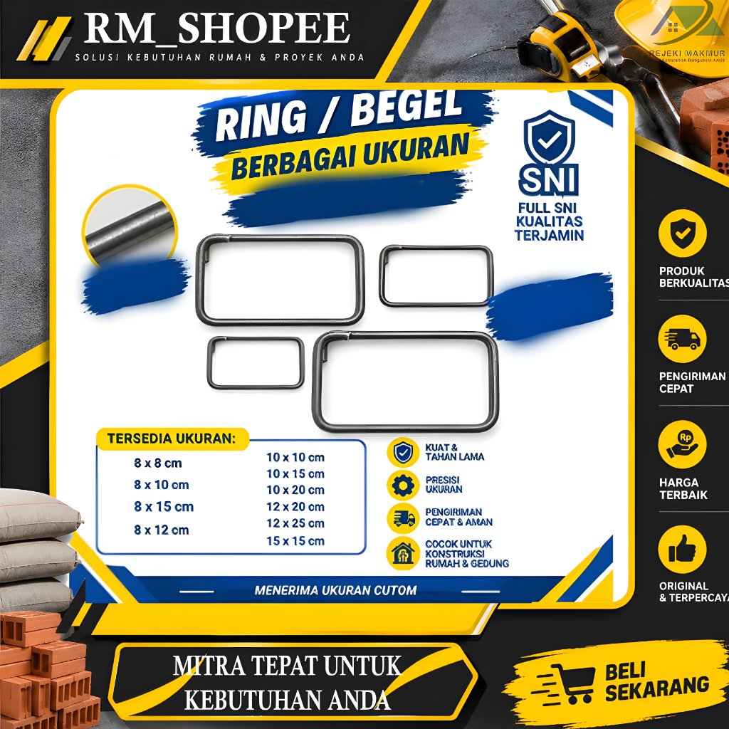 Ring Behel Besi Beton siap pakai 7x15 | Ring Cincin Behel