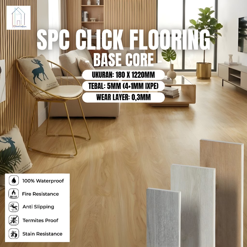 CHAMPION SPC Lantai  Basecore Series 5 mm (4mm + 1mm IXPE) System Click | vinyl lantai