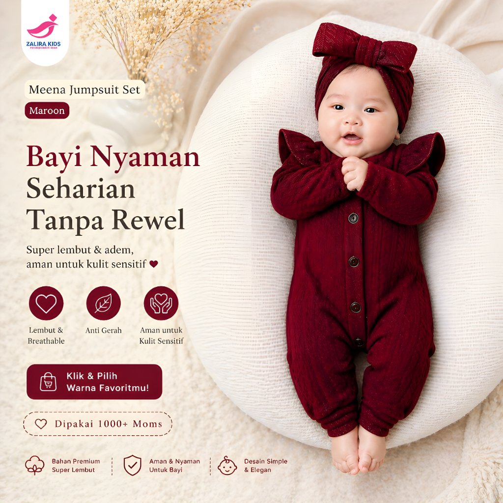 Baju Bayi Perempuan Newborn Umur 0-20 BULAN Jumpsuit Bayi Perempuan + Bando Premium | Kado Bayi Pere