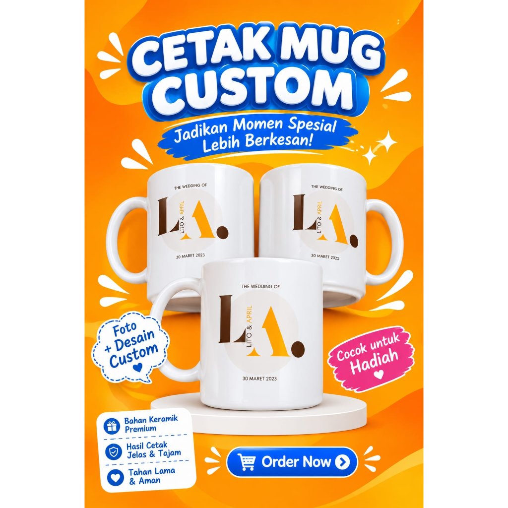 MUG SOUVENIR / MUG CETAK CUSTOME / MUG CETAK FOTO / MUG SUBLIM MUG WEDDING / MUG ULANG TAHUN
