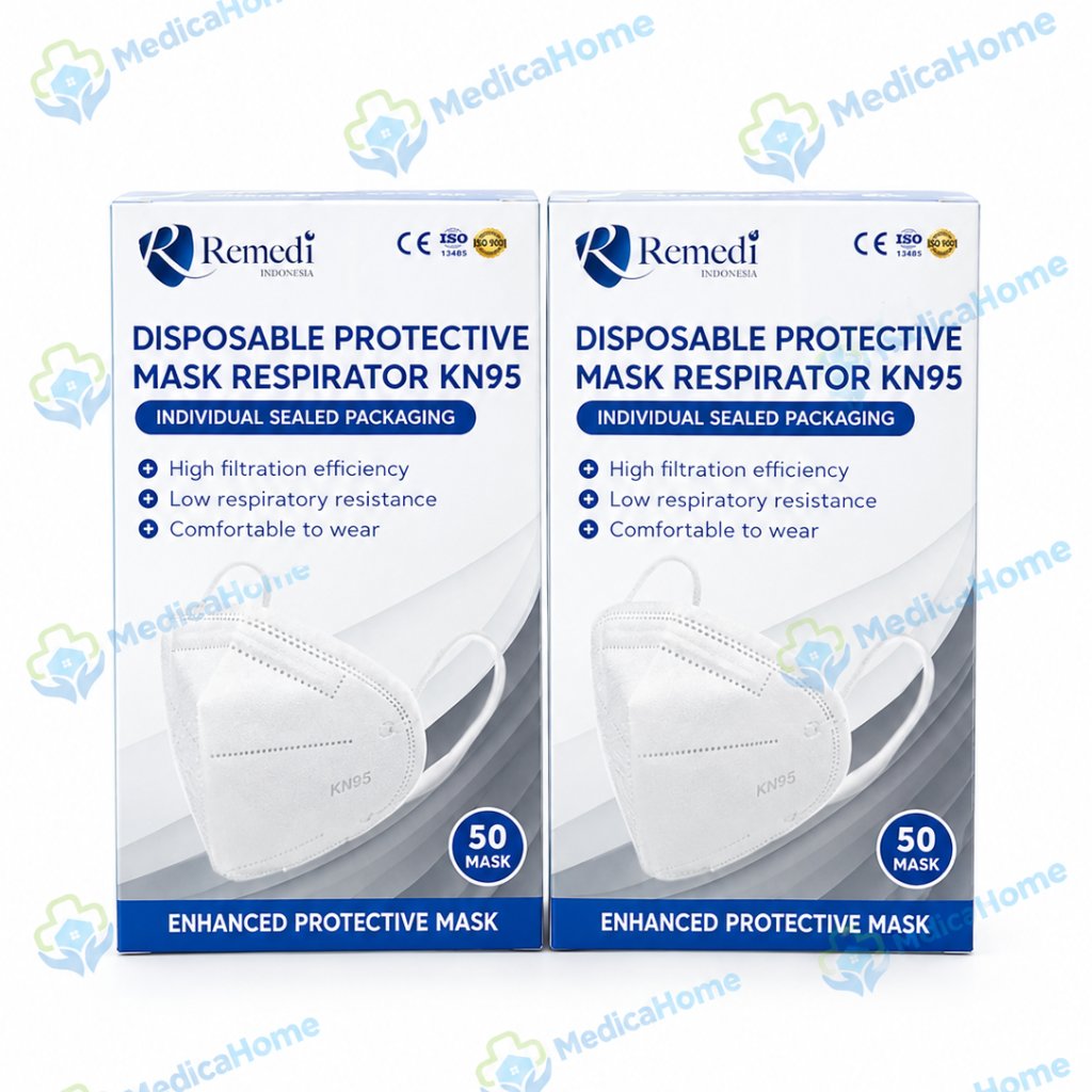 Masker Remedi 5ply KN95 | Warna Putih 1 Box = 50pcs