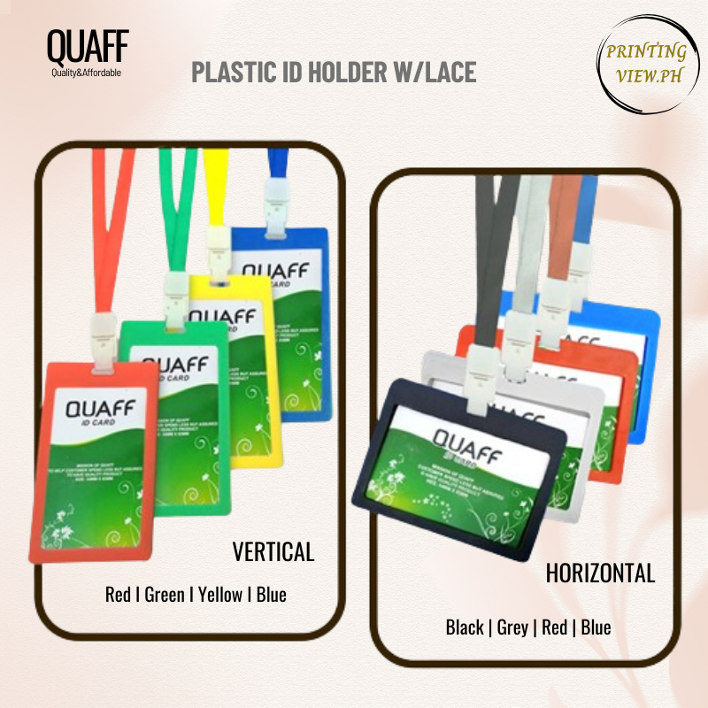 

QUAFF Tempat Kartu ID Plastik Horizontal & Vertical, Tali / Nametag / Id Card, Gantungan Kartu Nama Plastik Vertical Lanyard Potrait Motif Polos
