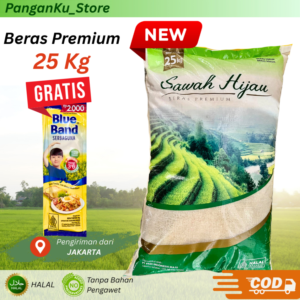 

Beras Premium 25 kg Sawah Hijau Wilmar Asli Pulen Enak