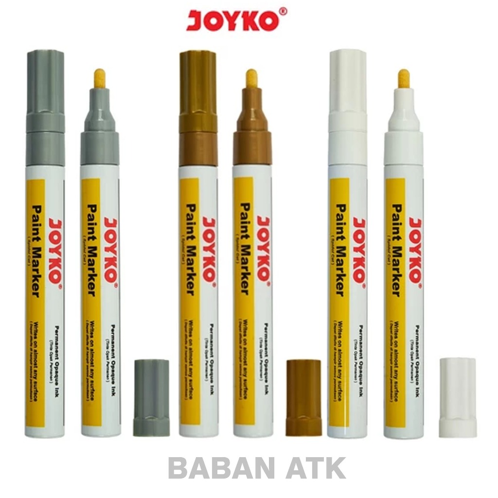 

Spidol Putih, Emas, Silver Paint Marker Permanent Joyko / Spidol Cat Warna Permanen 1 pcs