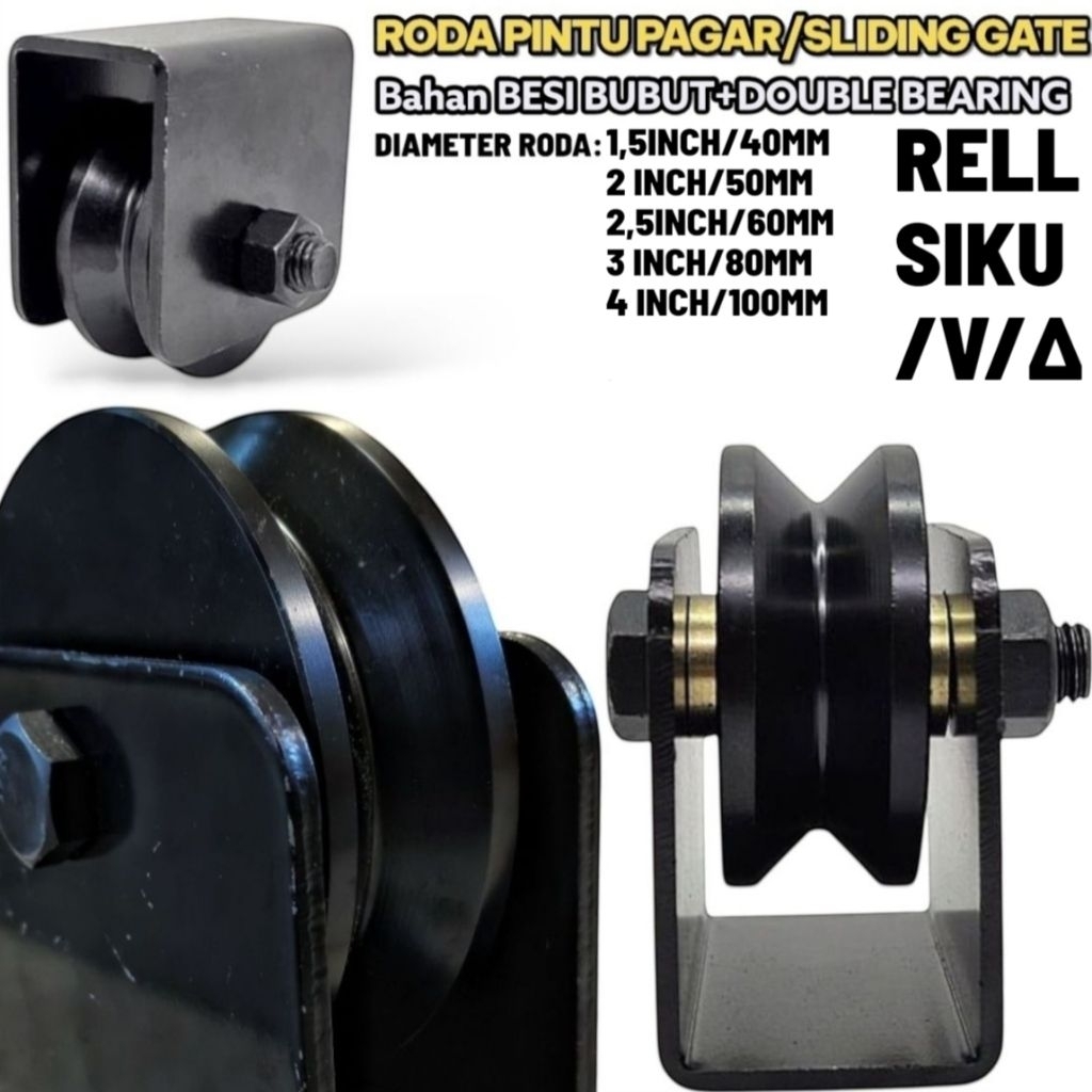 RODA PINTU PAGAR/GERBANG/SLIDING GATE - RODA BESI BUBUT-RELL SIKU/V
