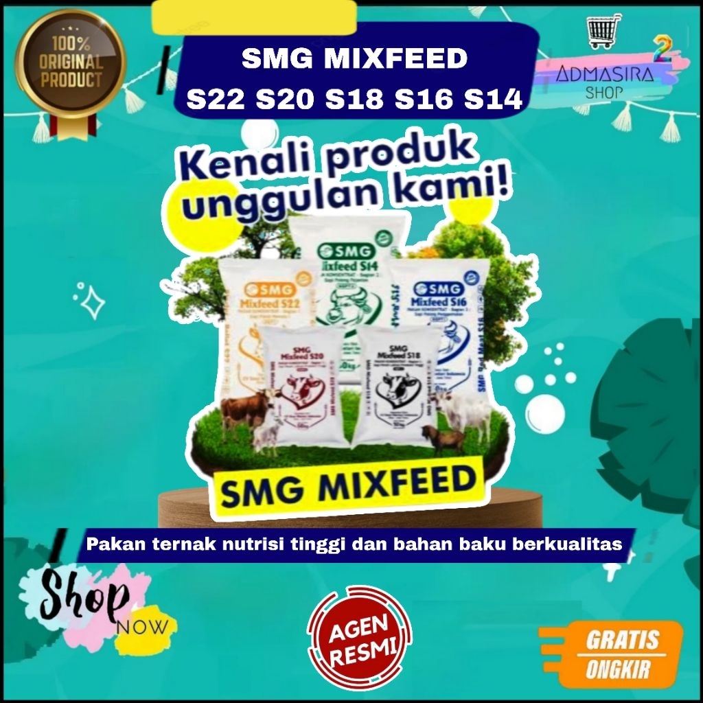 SMG Mixfeed S18 S20 S22 S16 S14 50kg Pakan Sapi Kambing Tinggi Nutrisi Protein 20% 22% 18% 1 karung