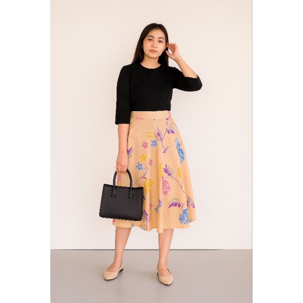 SIMI - PEONI Flare Skirt Rok Klok Midi Rok Batik 7/8 Encim Series