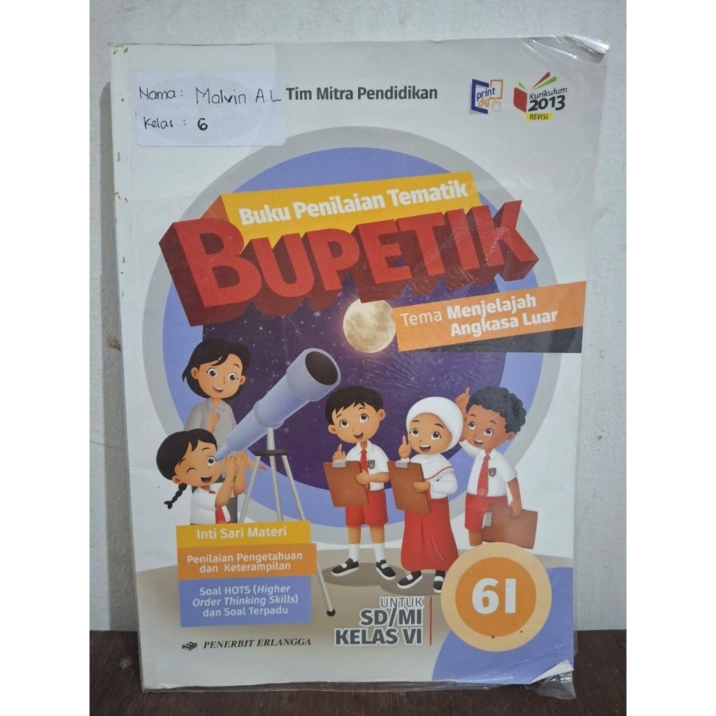 Buku Bekas Buku Penilaian Tematik Erlangga Bupetik SD 6I