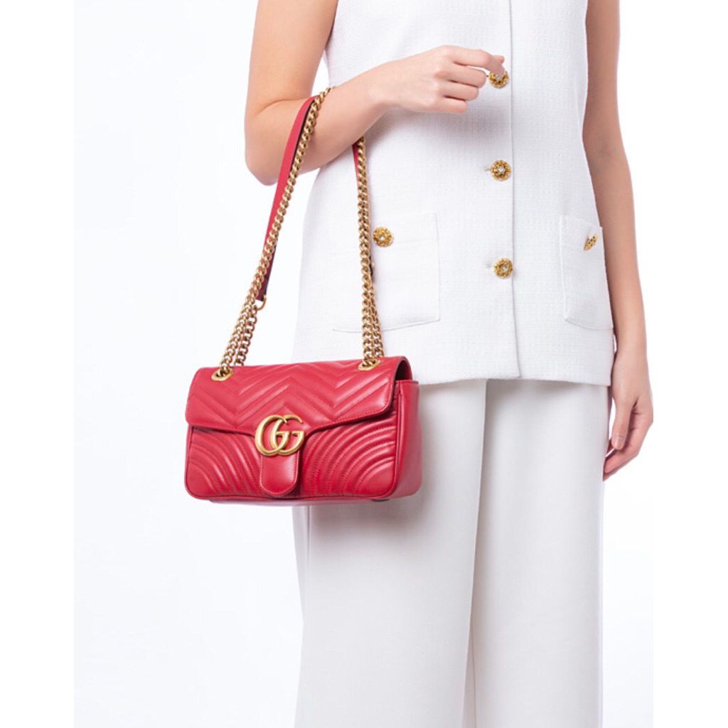 Tas Sling Kulit Pesta Merah Gu Cong Preloved