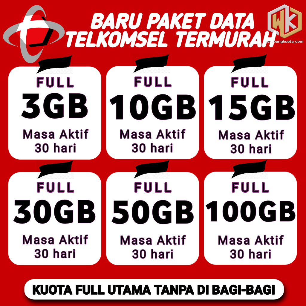 PROMO TERBARU PAKET DATA TELKOMSEL TERMURAH KUOTA TELKOMSEL 3GB 10GB 100GB FULL UTAMA 30 HARI