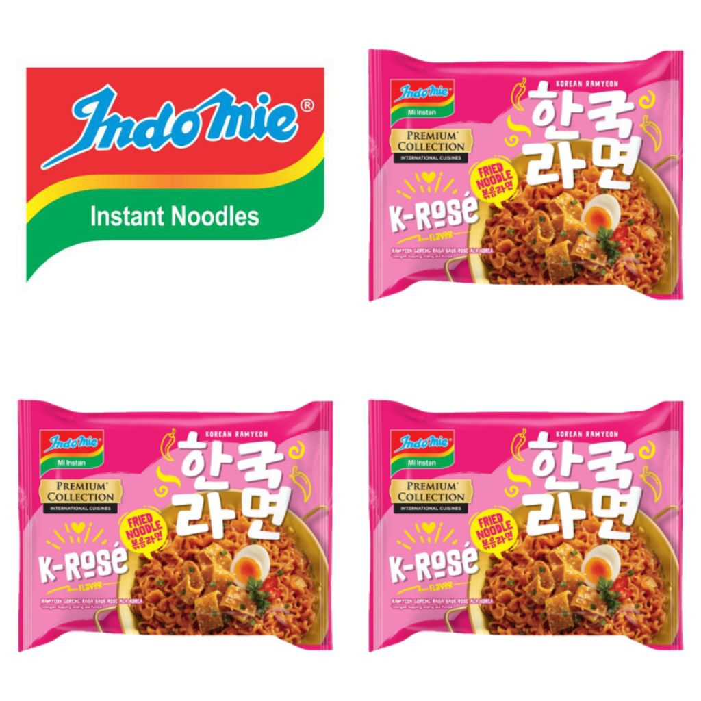 

Indomie Mi Instan Goreng Premium Collection Fried Noodle Korean Ramyeon Flavor K- Rose 85 Gram