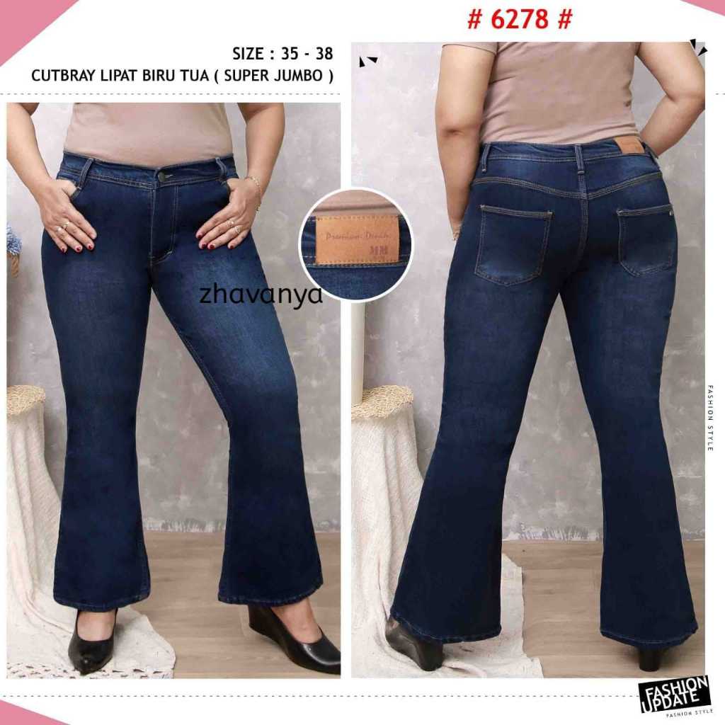 Celana Jeans Cutbray Lipat Polos Coklat Wanita Terbaru-Celana Jeans Cutbray Wanita-Celana Panjang Je