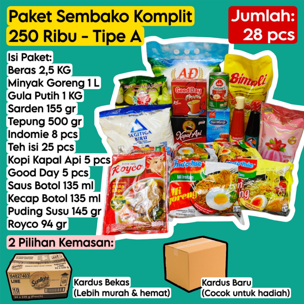 Paket Sembako Murah Lengkap 250rb Praktis Komplit