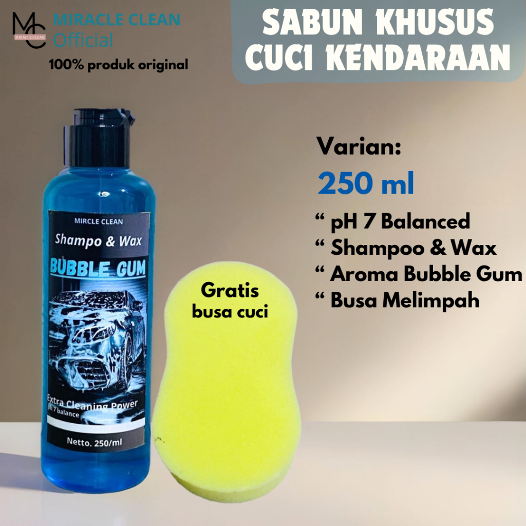 Miracle Clean Sabun Shampo Wax Cuci Kendaraan Motor Mobil Ph Netral Aman Untuk Body Kendaraan Ukuran