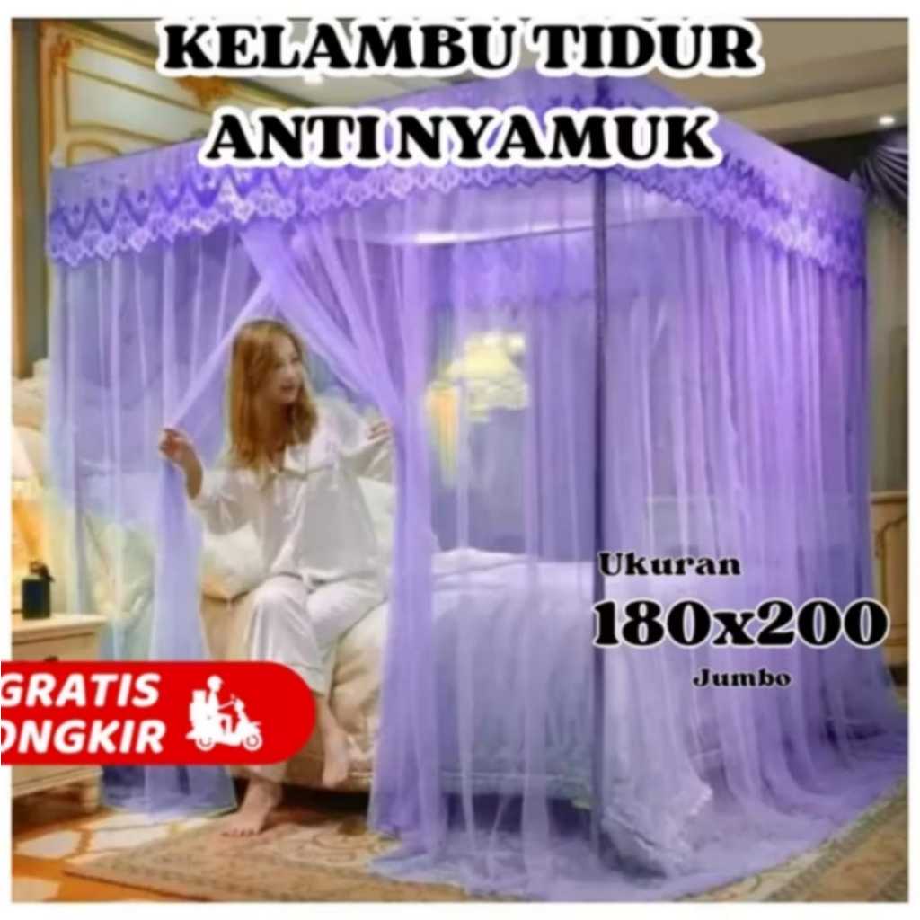 Kelambu 4 sudut kelambu gantung kotak ukuran besar kelambu polos kelambu nyamuk tirai