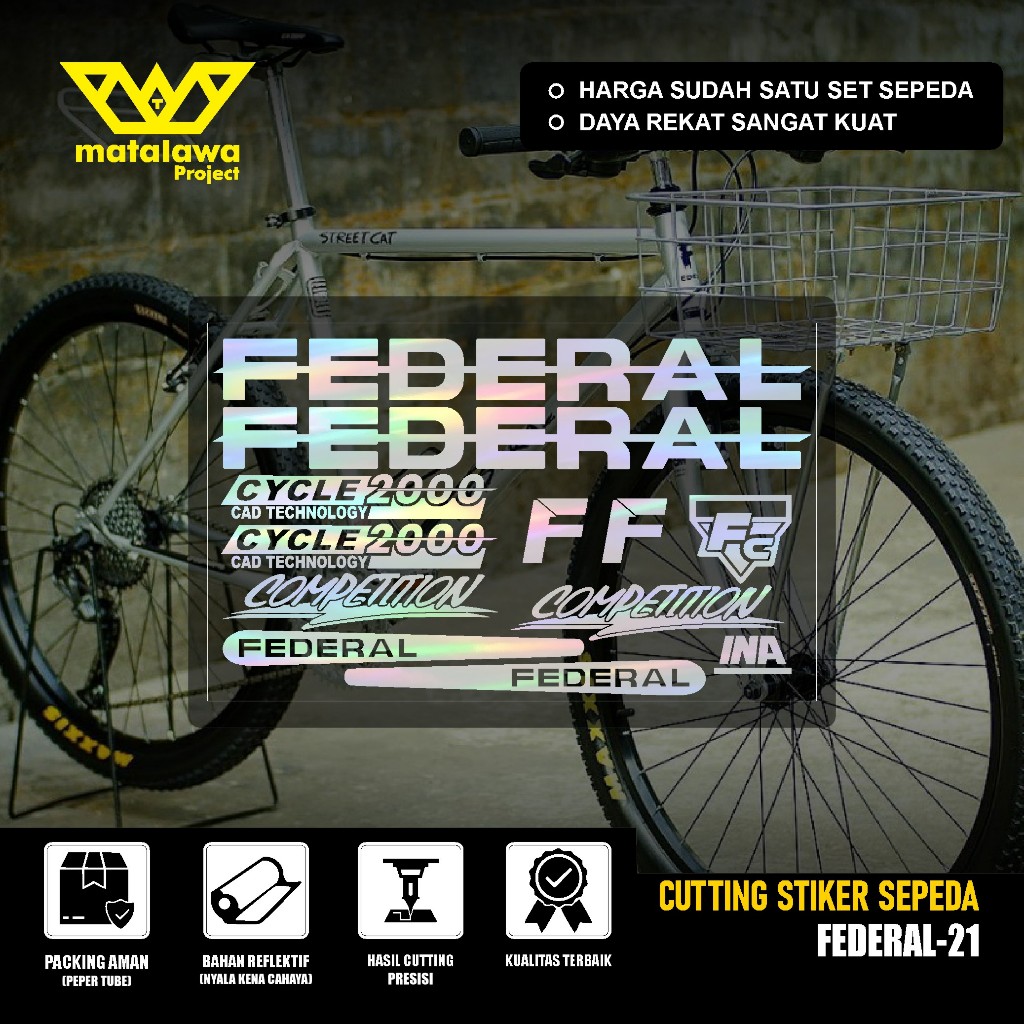 COD Cutting Sticker Sepeda FEDERAL Competition Stiker cycle 2000 cad technology Street Cat MTB 21