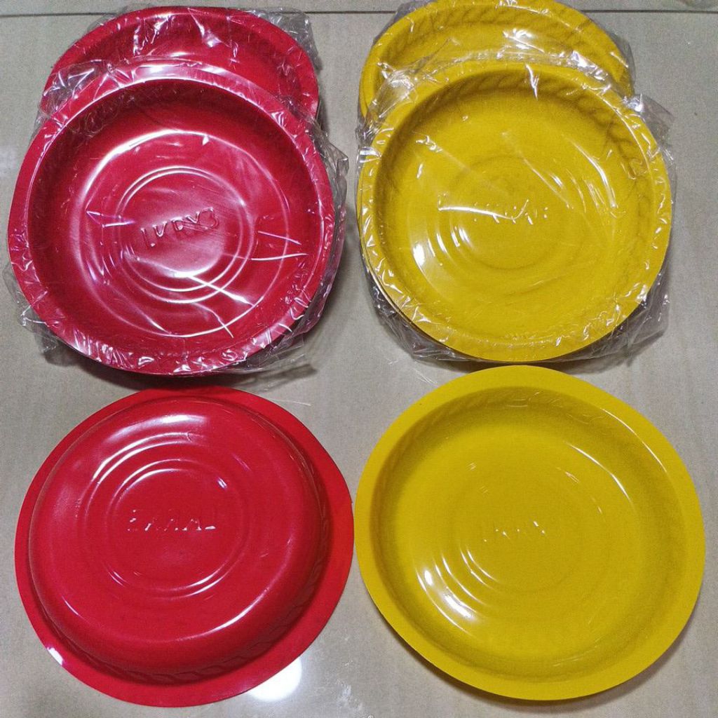 Piring Kue Plastik 12cm isi 20pcs RX3 Piring Mika Kecil Warna Warni piring bulat