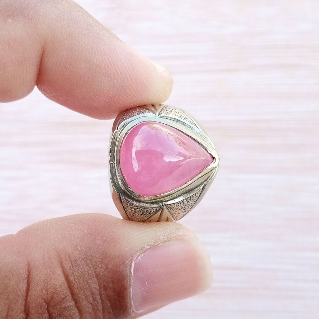 Cincin Batu Permata Natural Pink Ruby Madagascar Tear / Tetes