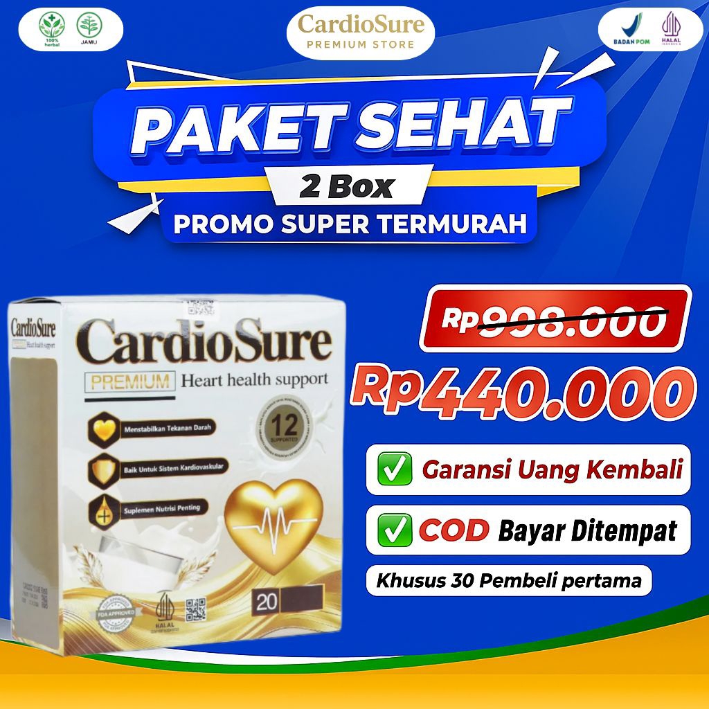 

Paket Hemat Cardiosure Premium ® Susu Kesehatan Hipertensi Jantung Kolestrol Asam Urat