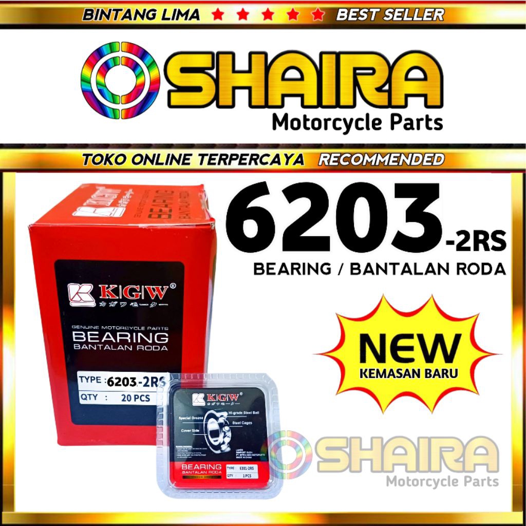 BEARING 6203 MERK KAGAWA ORIGINAL/KLAHAR 6203/LAHER 6203/BANTALAN RODA 6203 LAHAR 6203 KLAHAR MOTOR 